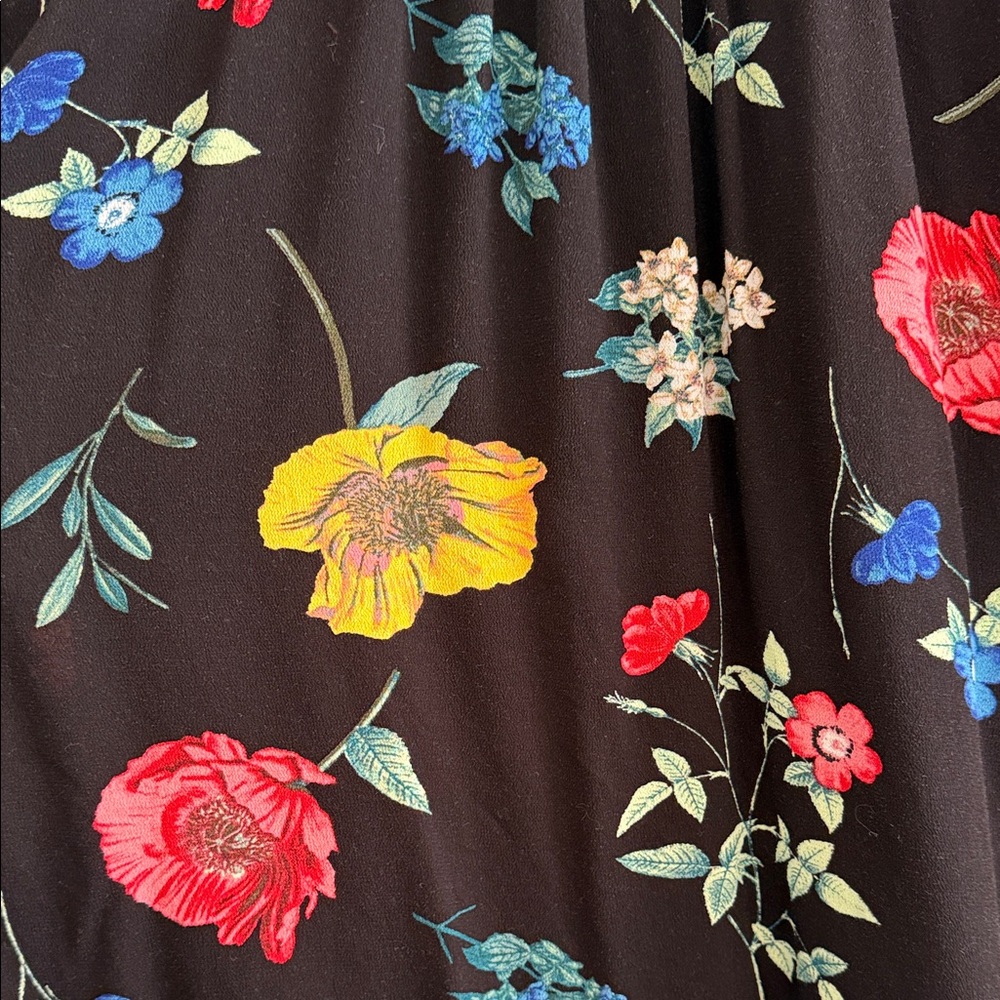 Old Navy Black Floral Tie Back Mini Dress Womens Medium - Picture 8 of 11